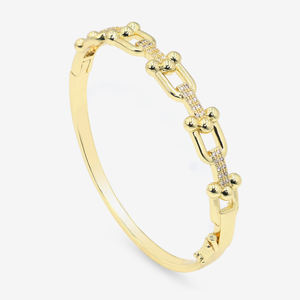 Ultimo 18K oro placcato in ottone gioielli <span class=keywords><strong>U</strong></span> a forma di ferro di cavallo fibbia zircone braccialetto alla moda per le donne bracciale - Product Image 1