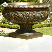 Hochwertiger Antiker Grüner Patina-Blumentopf Europäische Klassische Gartenskulptur Pflanzgefäß