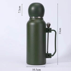 Borraccia termica sottovuoto in acciaio inox di alta qualità con coperchio <span class=keywords><strong>a</strong></span> tazza, grande maniglia ergonomica, capacità 1 litro, per campeggio all'aperto - Product Image 3