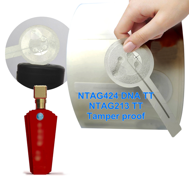 Custom13.56Mhz 424DNA RFID Label Tamper Proof Fragile Paper Sticker Anti-counterfeiting Antenna Chip N-tag 424 DNA TT NFC Tag