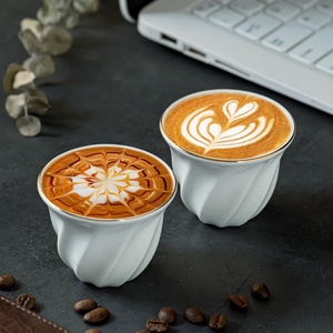 Ensemble de tasses à café arabes de 70 ml avec bordure dorée, tasses à café turques en céramique torsadée, tasses à Qahwa Cawa du Moyen-Orient, tasses à Demitasse - Product Image 2