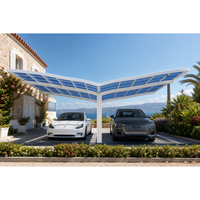Abri de voiture moderne de luxe pour l'extérieur, résistant au vent et à la neige, avec toit arqué en PC et aluminium, auvent de garage
