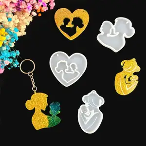 DIY Mother's Day Keychain Crafts Epoxy Resin Silicone Mold Loving Mother Keychain Creative Pendant Drop Glue Mold