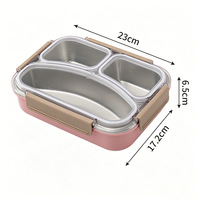 Boîte à lunch isotherme en acier inoxydable avec 3 compartiments scellés, personnalisable, pour adultes/bureau