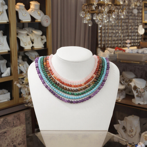 Collier en perles d'améthyste naturelle personnalisé en gros, perles boule de 4 mm, cristal de guérison bohème, cadeau, petites commandes - Product Image 3