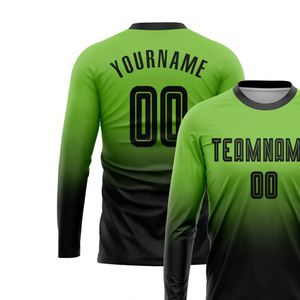 Green Black <b>Long</b> Sleeve Soccer Jersey Football Athletic Shirt Breathable Quick Dry Performance <b>Match</b> Training Uniform Men Teams - Product Image 3