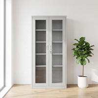 Armoire de classement métallique en acier démontable avec porte vitrée, couleur résistante, design moderne, pour employés de bureau et hôpitaux