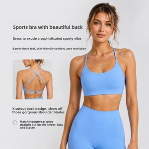 Nouveau haut de yoga avec bretelles <span class=keywords><strong>spaghetti</strong></span>, soutien-gorge de sport respirant pour femme, vêtement de fitness d'été en Spandex/Nylon, soutien léger DW399 - Product Image 1