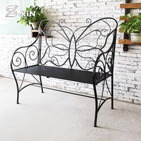Chaise de jardin à succès, décoration de terrasse de jardin, banc de jardin public en métal en forme de papillon fixe
