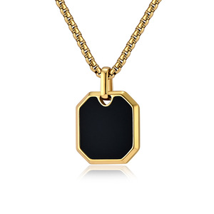 This minimalist, unisex geometric square <b>titanium</b> steel necklace is a trendy street style piece that won't fade and is a versati - Product Image 5