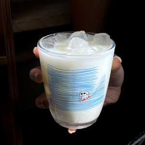 렐리이 핸드페인팅 서핑 강아지 유리 머그컵 두들 키튼 커피 머그컵 300ml - Product Image 1