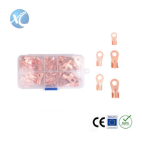 Kit Surtido de 70 Terminales de Anillo de Cobre Serie OT para Crimpado, Conectores de Cable de Barril Abierto 5A-100A