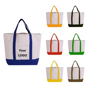 Персонализированные многоразовые пользовательские печатные логотипы женские хлопковые пляжные сумки для покупок холщовые сумки с карманами