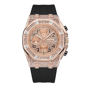 Marca de relojes para hombre - Reloj mecánico de estilo retro, personalidad única, incrustaciones de diamantes, esfera grande, función de cronómetro, luminoso - Product Image 4