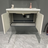 Meuble-lavabo mural moderne WJL pour hôtel, vasque en céramique 70 cm, ensemble meuble-lavabo avec miroir, mobilier de salle de bain