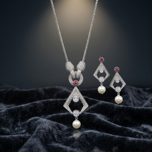 Custom 2023 Sterling Silver 925 Gold Plated Classic Dainty <b>Jewelry</b> <b>Sets</b> Zircon and Fresh Water <b>Pearl</b> Necklace with Earrings <b>Set</b> - Product Image 3