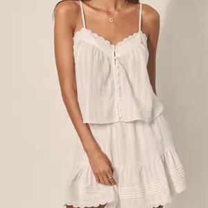 Conjunto de Lino al Por Mayor a Bajo Precio, Top Corto Sexy para Damas, Falda Casual de Cintura Alta en Línea A, Conjuntos de Lino para Mujer - Product Image 5