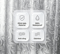 Rideau de douche Xin Shu 3D personnalisé, écologique, durable, imperméable, translucide gris argenté en PEVA pour salle de bain d'hôtel