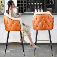 Tabouret de bar moderne de style américain, luxe léger, avec siège en cuir pleine fleur, pivotant, pour usage domestique, tabouret d'îlot