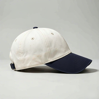 Casquettes de baseball en gros, style vintage délavé, bicolore crème et marine, 6 panneaux, broderie personnalisée, unisexe, pour le sport