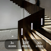 GONSU Éclairage d'escalier à détecteur de mouvement extérieur, étanche, encastré, en aluminium, pour la maison, l'hôtel, éclairage LED d'escalier intérieur