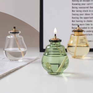 Lámpara de aceite de cristal miniatura con forma de calabaza de 100 ml, linterna de aceite decorativa para mesa, lámpara de aceite de cristal transparente soplada a mano, adorno decorativo para el hogar - Product Image 3