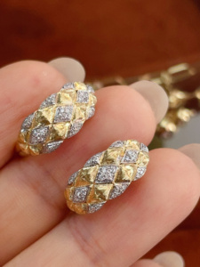 เครื่องประดับซินฟลายสำหรับผู้หญิง ทองคำแท้ 18K ต่างหูเพชรธรรมชาติ สำหรับงานแต่งงาน วันเกิด วันครบรอบ ของขวัญสำหรับคุณแม่ แฟนสาว - Product Image 1