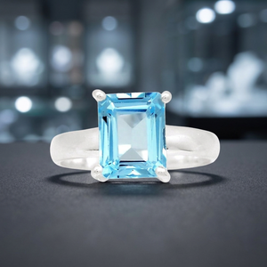 High Quality Cute Antique Design 925 Sterling Silver Women's Wedding Party Ring Big Blue Topaz Gemstone Handmade Customizable - Product Image 3
