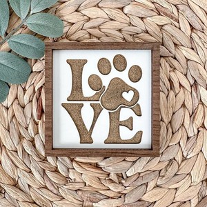 Biển gỗ MDF khắc hình dấu chân thú cưng, quà tặng cho mẹ nuôi chó, trang trí bàn nhỏ gọn - đồ trang trí thú cưng cho người yêu chó - Product Image 2