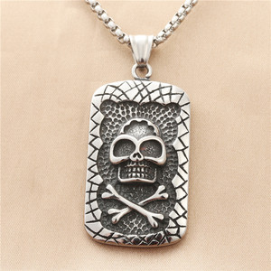 Collar con Colgante de Calavera de Acero Inoxidable, Diseño Geométrico Punk Retro para Hombre, 19050 - Product Image 1