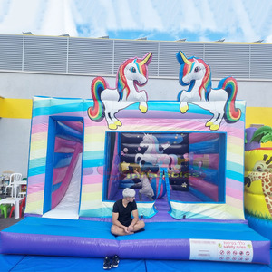 Castillo inflable comercial con tobogán, combo de juegos inflables para fiestas infantiles al aire libre, con diseño de unicornio. - Product Image 2