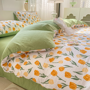 New 3D dập nổi siêu mềm rửa bông hoa mô hình 4 cái Duvet cover bedding Set - Product Image 4