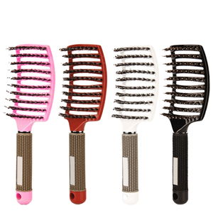 Cepillo de pelo portátil USB con cerdas rizadas de nailon, peine desenredante y de masaje con mango de plástico para cabello húmedo o seco - Product Image 1