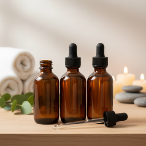 Bouteilles compte-gouttes en verre ambré anti-UV pour huiles essentielles, bouteilles en verre brun en gros avec bouchon compte-gouttes pour teintures et aromathérapie - Product Image 1
