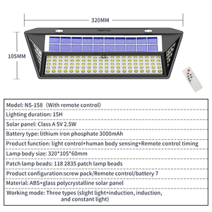 100 LED <span class=keywords><strong>Sensor</strong></span> <span class=keywords><strong>de</strong></span> <span class=keywords><strong>movimiento</strong></span> Solar Powered Pathway Flood Alumbrado público Led Lámpara <span class=keywords><strong>de</strong></span> pared <span class=keywords><strong>Luces</strong></span> <span class=keywords><strong>solares</strong></span> impermeables para exteriores para jardín - Product Image 6