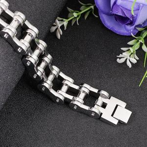 Cadena de Motocicleta Resistente para Hombre, Brazalete de Cadena de Bicicleta de Acero Inoxidable Color Plata Pulido, Joyería Masculina de Moda - Product Image 3
