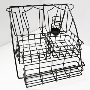 Support de rangement rectangulaire noir en fil métallique pour gobelets, type panier, pour comptoir de café ou de thé, distributeur - Product Image 1