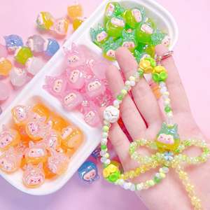 2025 The Popular Explosion Cartoon <b>Resin</b> Jelly Gradual Change Kiki Straight Hole <b>Pine</b> Beads DIY Mobile Phone Chain Acrylic Beads - Product Image 1