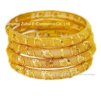 Pulsera de Cobre para Mujer de 24K, Estilo Dubái, Brazalete de Novia Dorado a la Moda Etíope, Regalo de Joyería