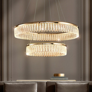 Lámpara de Araña de Cristal con Acabado Dorado, LED, Altura Ajustable, Base para Bombilla E26, Lámpara Colgante para Sala de Estar, 3500K, Blanco Cálido, Regulable, 5 Años de Garantía - Product Image 5