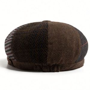 Gorra Newsboy de 8 Paneles con Múltiples Parches de Tela, Estilo Británico Vintage, para Hombre, Moda Otoño Invierno 2025 - Product Image 4