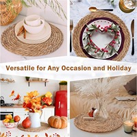 Sets de table ronds tissés en jacinthe d'eau naturelle, style rustique classique, en rotin, ajustables et réutilisables, pour table de salle à manger, maison et mariage