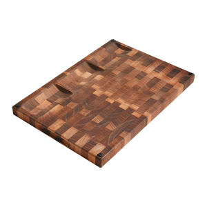 <span class=keywords><strong>Planche</strong></span> à découper en noyer <span class=keywords><strong>noir</strong></span> à grain transversal avec rainure pour les jus et bord naturel pour la cuisine - Product Image 4