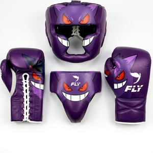 Precio al por mayor: Guantes de boxeo Fly Purple Gengar de cuero de vaca original con cordones para entrenamiento de artes marciales para adultos - Product Image 1