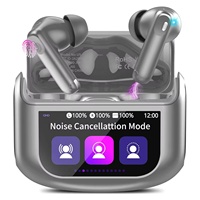 Casque audio sans fil véritable 2026 HE-076D JL LED avec écran tactile couleur, affichage numérique, pour le sport et le gaming, avec réduction de bruit active (ANC) et environnementale (ENC)