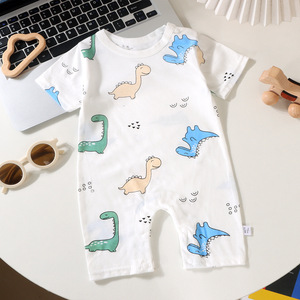 طقم قطعة واحدة صيفي بأكمام قصيرة للمواليد الجدد، مناسب لملابس الأطفال الزاحفين، طقم قطعة واحدة للأطفال من القطن الخالص بدون عظام - Product Image 4