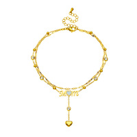 Chaîne de cheville style Ins cadeau maman double chaîne, lettre maman, ton or, cœur zircon brillant, accessoire pied