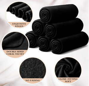 بطانيات دافئة ناعمة محبوكة من الصوف، بطانيات خفيفة الوزن ومريحة للمنزل والسرير والأريكة، هدايا للزفاف والسفر، باللون الأسود لجميع الفصول - Product Image 3