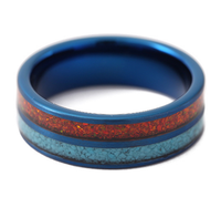 Perhiasan Fashion 2025 wanita cincin pirus karbida Tungsten berlapis biru IP 6mm 8mm tatahan hancur merah asli cincin Opal