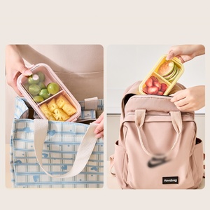 Support OEM Factory 2-room Plastic <b>Lunch</b> <b>Box</b> Leak Proof Food Container Cutlery and PP Lid Safe for Daily Use - Product Image 4
